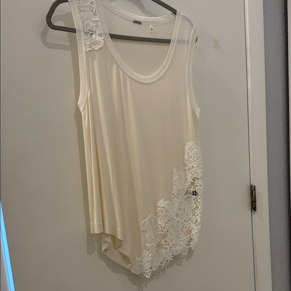 Elegant Cream Lace Trim Women's Top